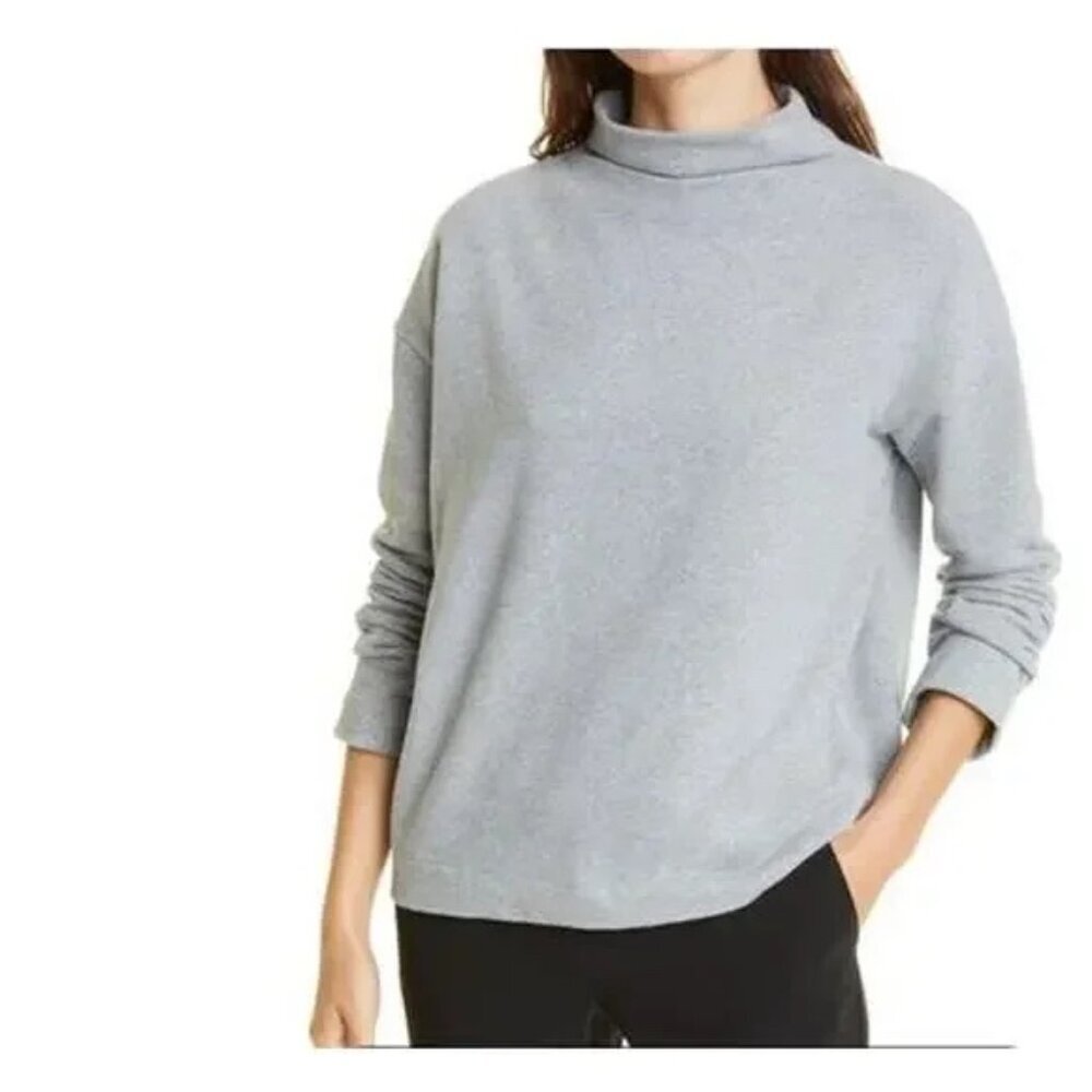 Vince Light Gray Funnel Neck Sweatshirt